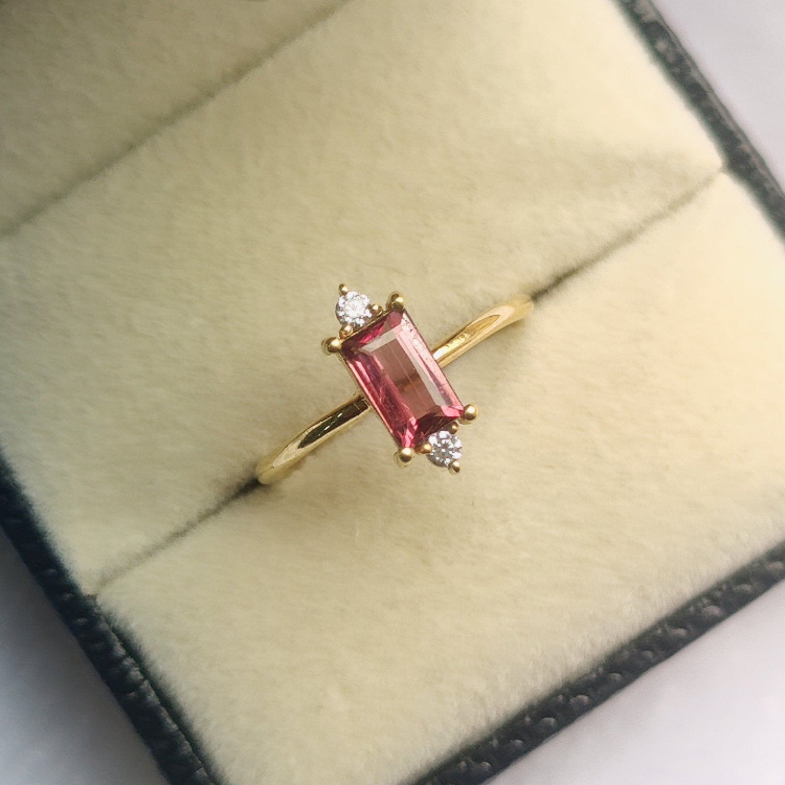 Baby Pink Tourmaline Ring with Diamonds